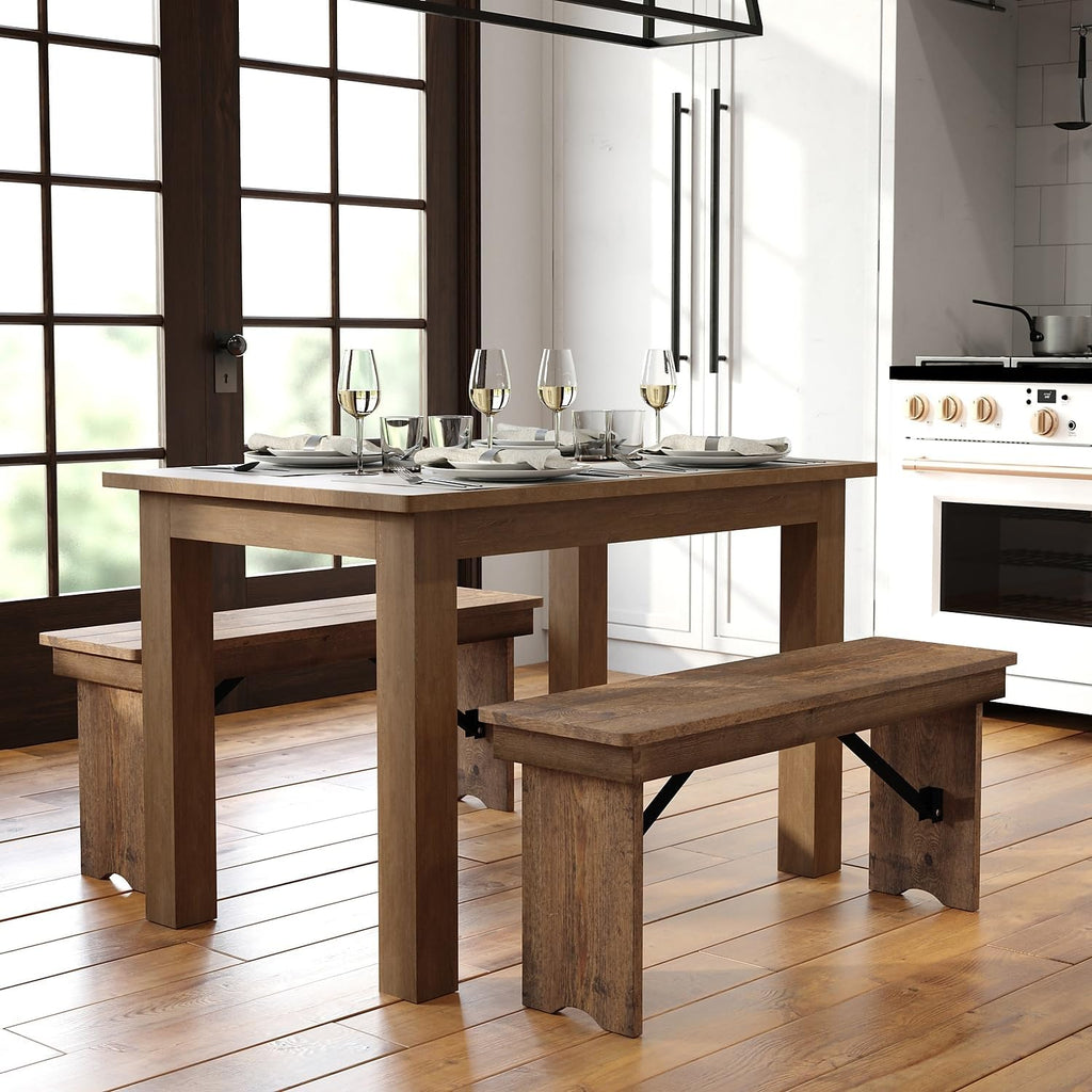 Flash Furniture HERCULES 46' x 30' Rectangular Antique Rustic Solid Pine Farm Dining Table