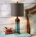 BLACK FOREST DECOR Rustic Canyon Rim Table Lamp - Turquoise Drip Glaze Ceramic Lamp with Mocha Shade - 32.5'
