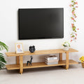 HollyHOME Bamboo TV Stand with Storage for TVs up to 65'', Modern Entertainment Center with 2 Open Shelf, Accent TV Media Console Table for Living Room, Bedroom, 55'(L), Burlywood