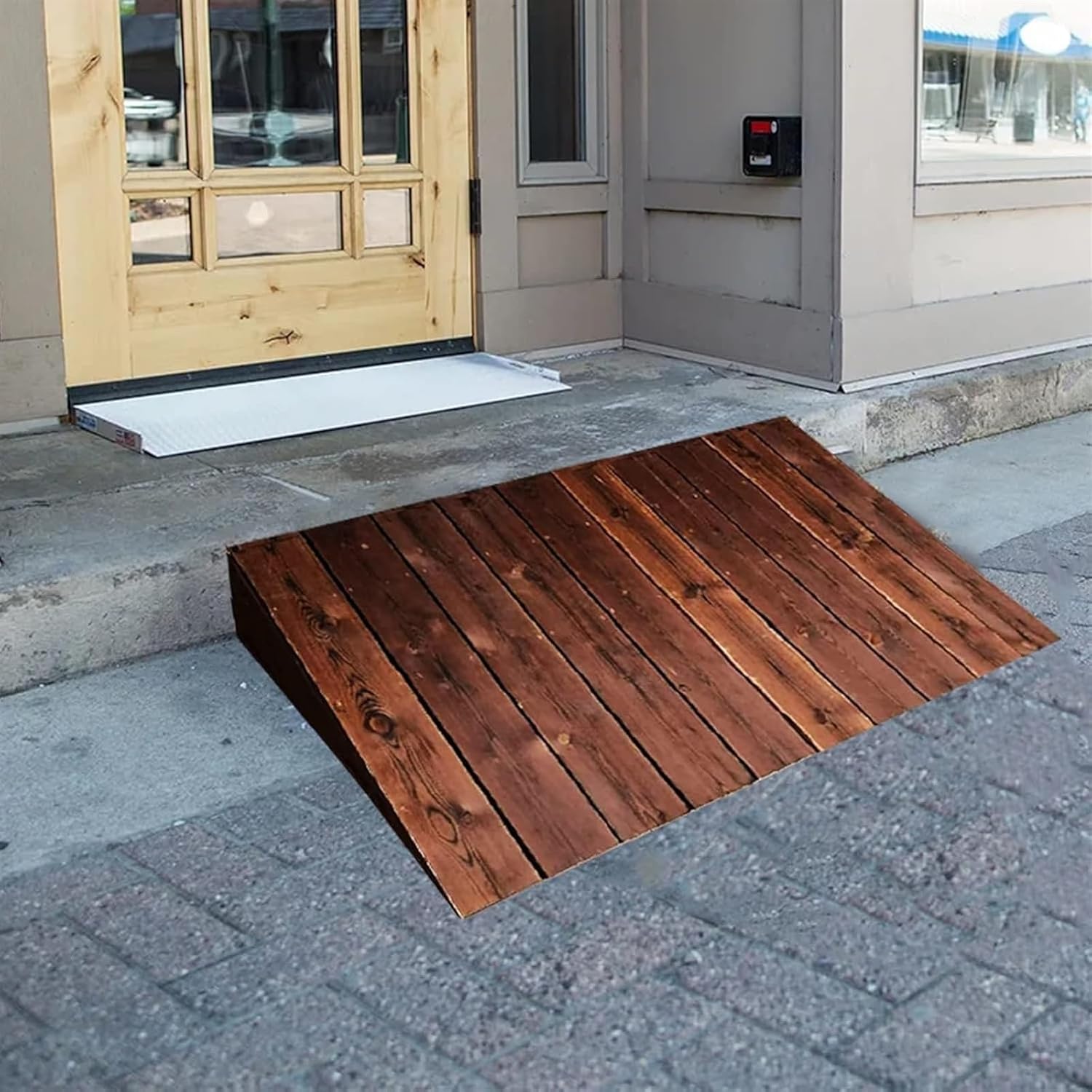 Ramps Threshold Ramp, Wood Threshold Ramps for Doorways, Portable Wheelchair Ramp for Steps 4 5 6 7 8 Inch Rise, Wooden Entry Ramp for Stair Step