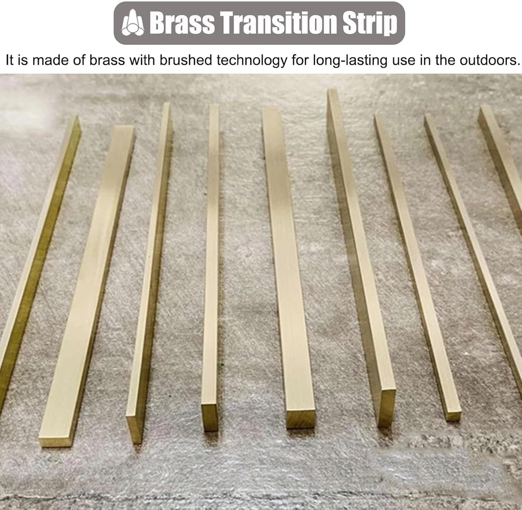 Floor Transition Strip Brushed Brass Edge Strip for Doorway, Solid Metal Gap Bar for Tile/Wood, Rectangle Threshold Seam Ramp