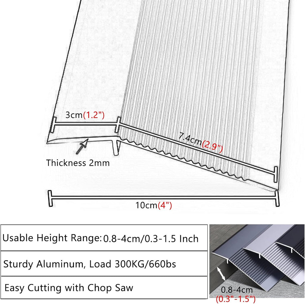 Floor Transition Strip for Gap, Adhesive Floor Transition Strips Extra Wide 10cm/4', Hard Wood Floor Edge Trim Metal Aluminum, Anti Skid Doorway Flooring Reducer, Easy to Install ( Color : #3 , Size :