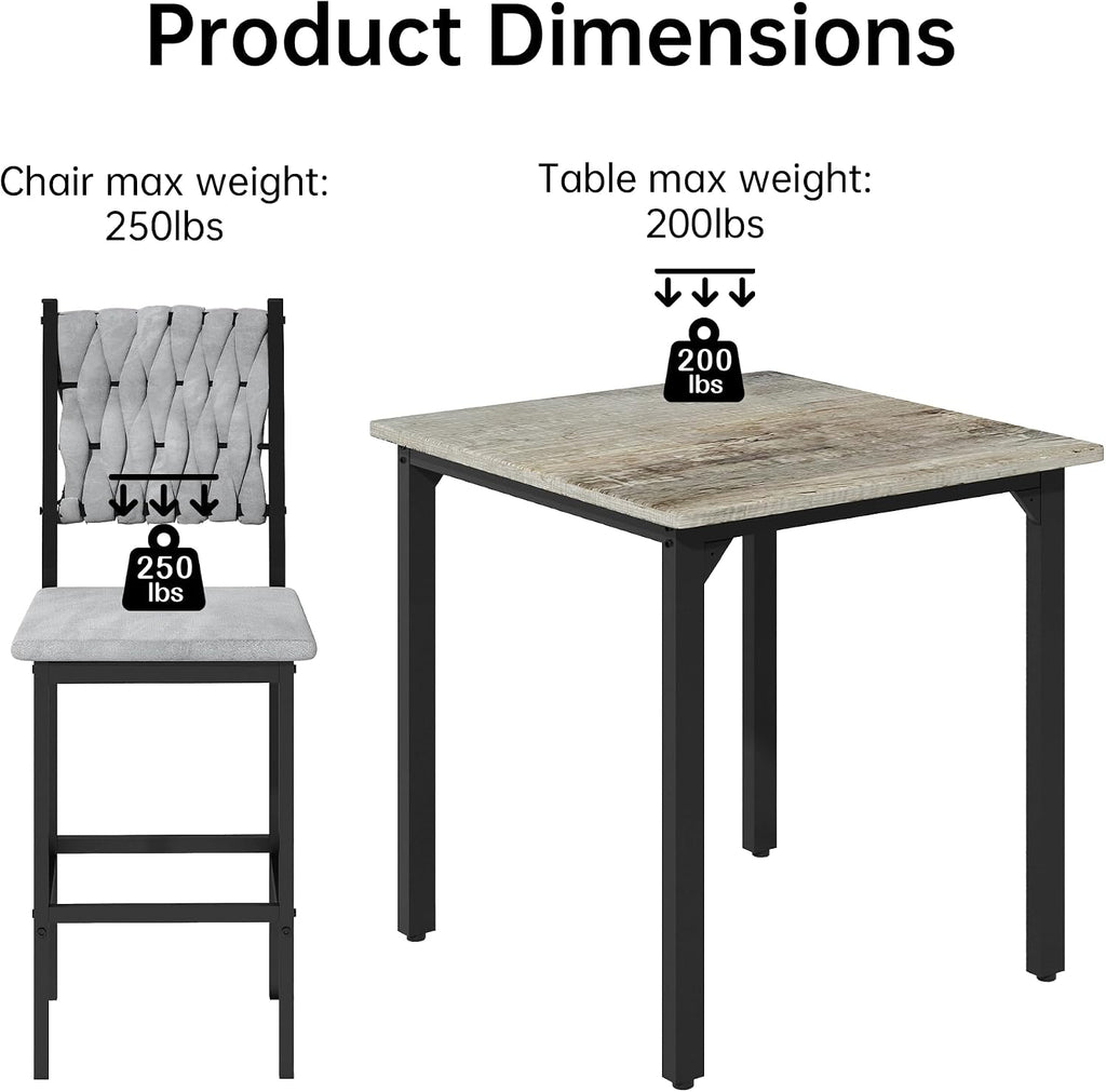 AWQM 5-Piece Dining Table Set, Dining Table Set for 4, Counter Height Table & 4 Velvet Bar Stools, Modern Kitchen Dining Set, Compact Dining Set for Small Spaces (Gray & Velvet Chairs)