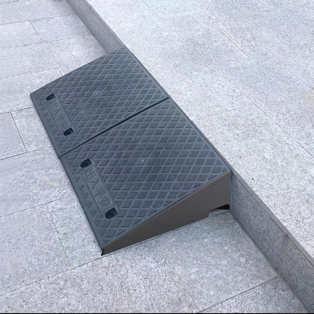 Rubber Curb Ramps, Non-Slip Doorway Threshold Ramp for Wheelchair Ramp(Black,H 5cm/2')