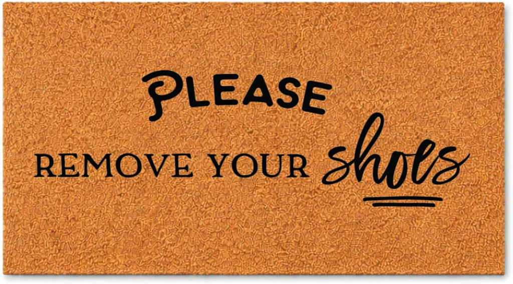 Please Remove Your Shoes Doormat, Natural Coir Indoor Outdoor Entrance Mat | Housewarming Gift, New Home Present, Indoor Outdoor Entrance, Front Porch Decor, High Traffic Area, Entryway Floor Rug