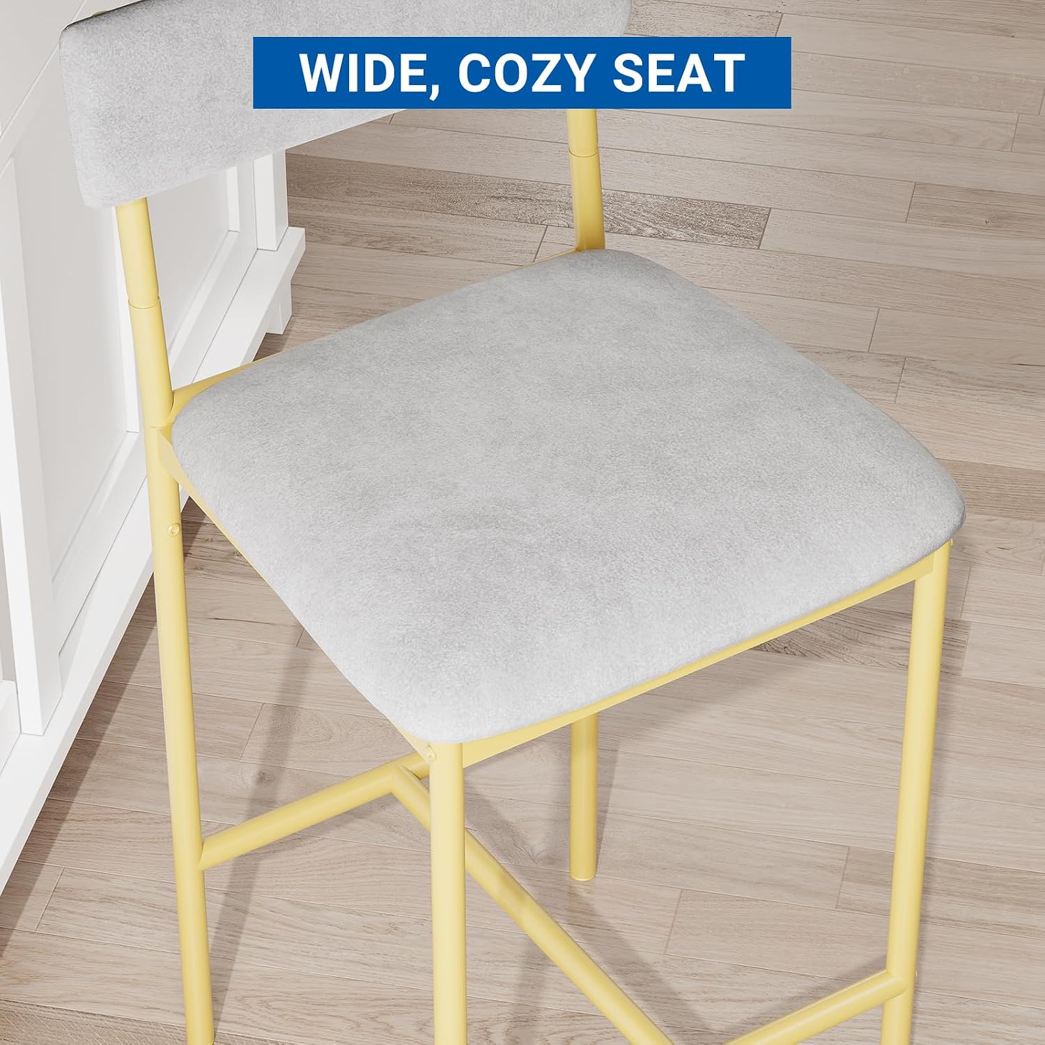 GarveeHome Dining Table Set for 2, Counter Height Kitchen Table with 2 Upholstered Bar Stools, Dining Table and Chairs Set with Storage Shelves, for Small Space, Apartment, Gold-Gray-White