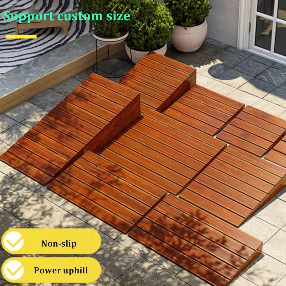 Doorways Wheelchair Ramps - Wood, Wooden Threshold Ramp Multipurpose Kerb Ramps 3.9' Rise, Step Ramp for Scooter Walkers Car Motorcycle(50 * 50 * 10cm)