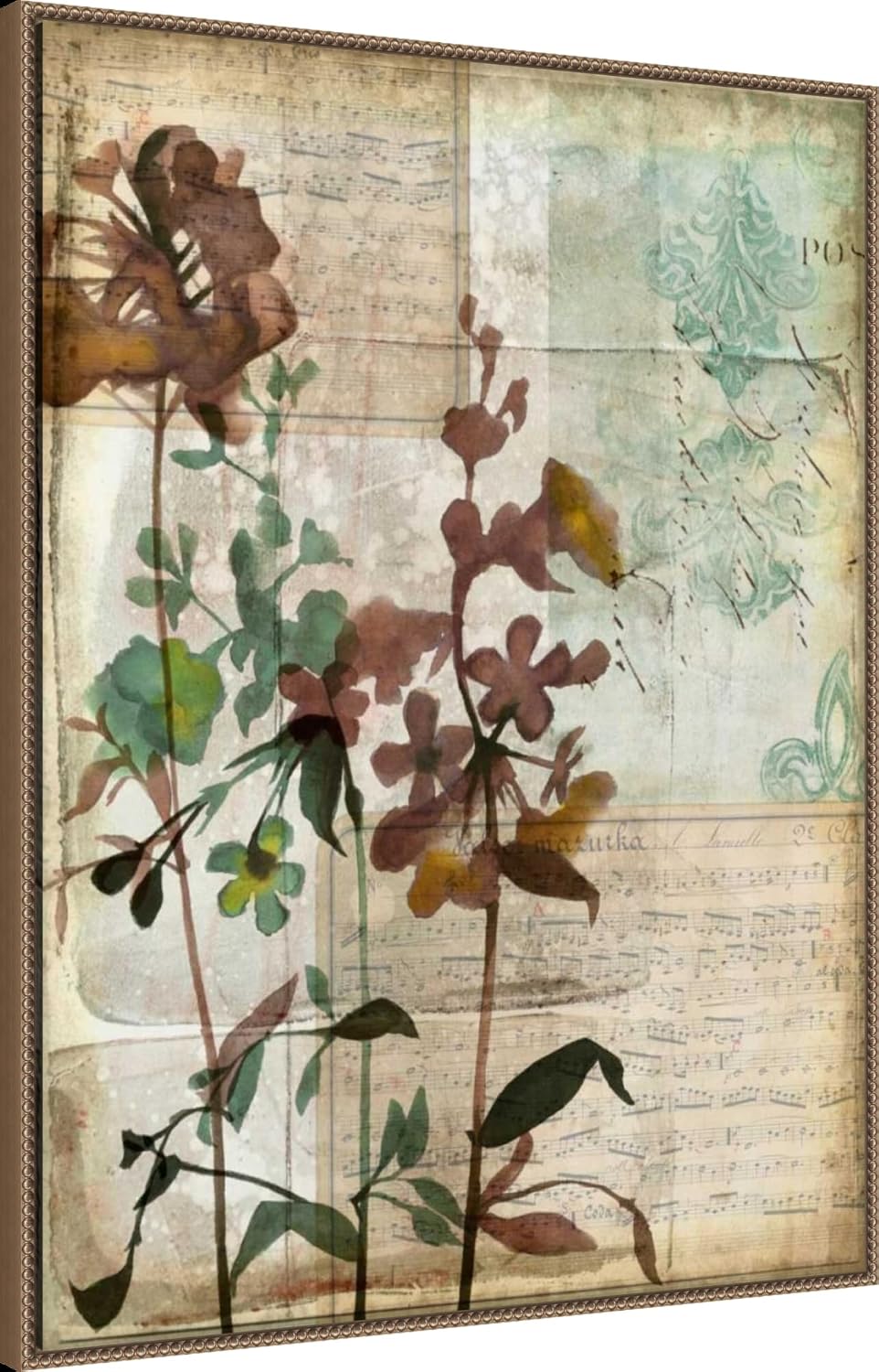 Amanti Art Framed Canvas Wall Art 42x32 Music Box Floral I by Jennifer Goldberger, Framed Wall Art Canvas, Flowers Artwork, Traditional Decor, Oversize Poster Painting for Living Room, Bedroom,