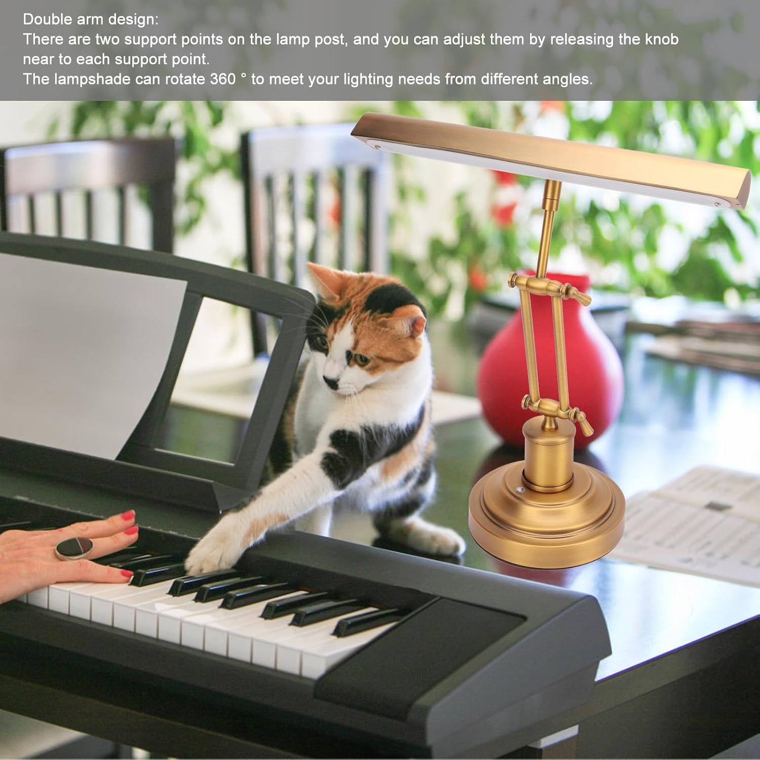 Gugxiom Piano Light Lamp for Upright Piano, 12W LED Table Lamp with Brightness Adjustable 3000K to 6000K, Music Stand Light for Piano, Home Office (US Plug)
