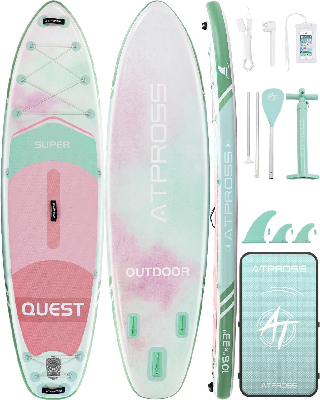 10'6''x33''Inflatable Stand Up Paddle Board, 400lbs Extra Wide Stand Up Paddleboard with Kayak Seat, Anti-Slip EVA Deck Premium SUP Accessories Kit, Non-Slip Stable Deck Boat