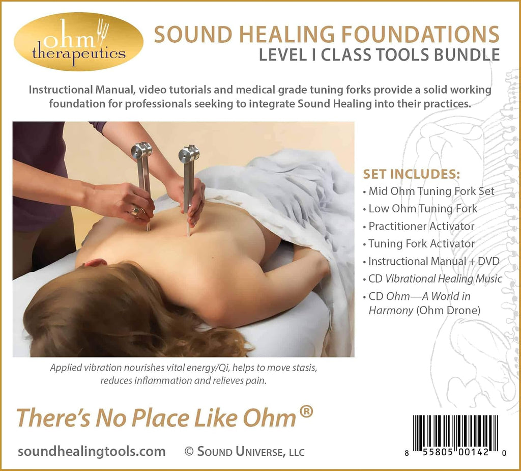 Sound Healing Foundations Home Study Course Includes Mid Ohm Tuning Fork Set; Low Ohm Tuning Fork; Activator(s); Manual + Tuning Fork Application Video; 3 Charts; Online Access/Download Codes