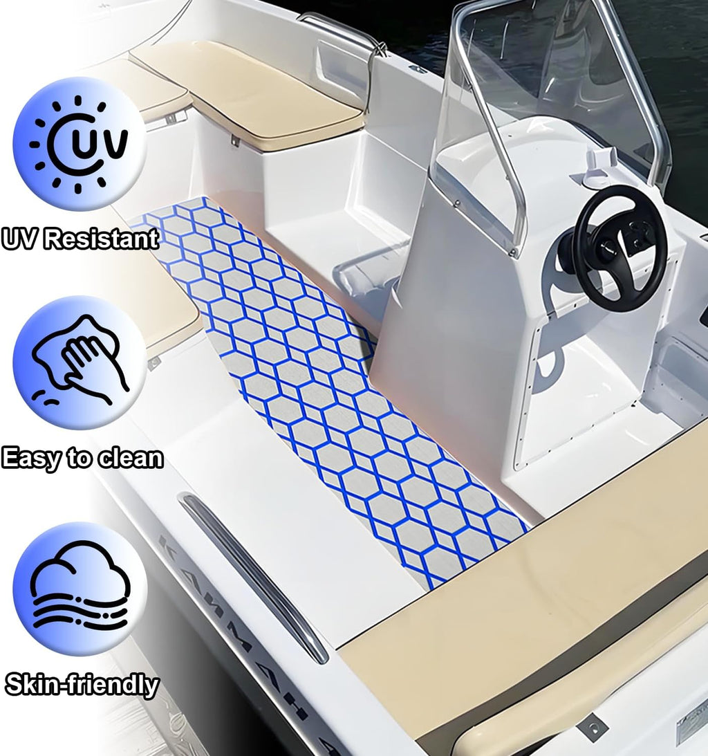 KT GuoMei110.24 X47.24 EVA Boat Flooring Diamonds and Hexagons Self-Adhesive Boat Decking Non-Skid mat for Decorate Yacht Pool etc