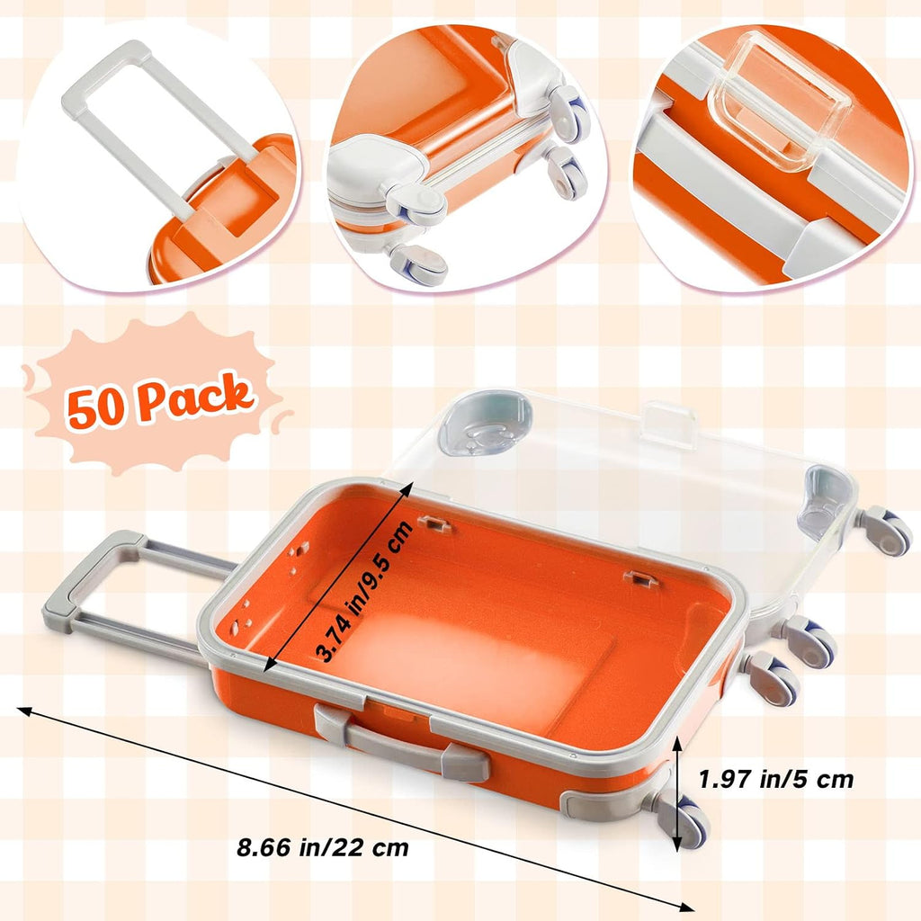 Tessco for you 50 Pack Suitcase Party Favor Gift Box Mini 6.7 x 3.8 x 2 Inches 9 Colors Plastic Tiny Travel Luggage for Candy Makeup Jewelry Birthday Cruise Trip Wedding Bachelorette Party Favor