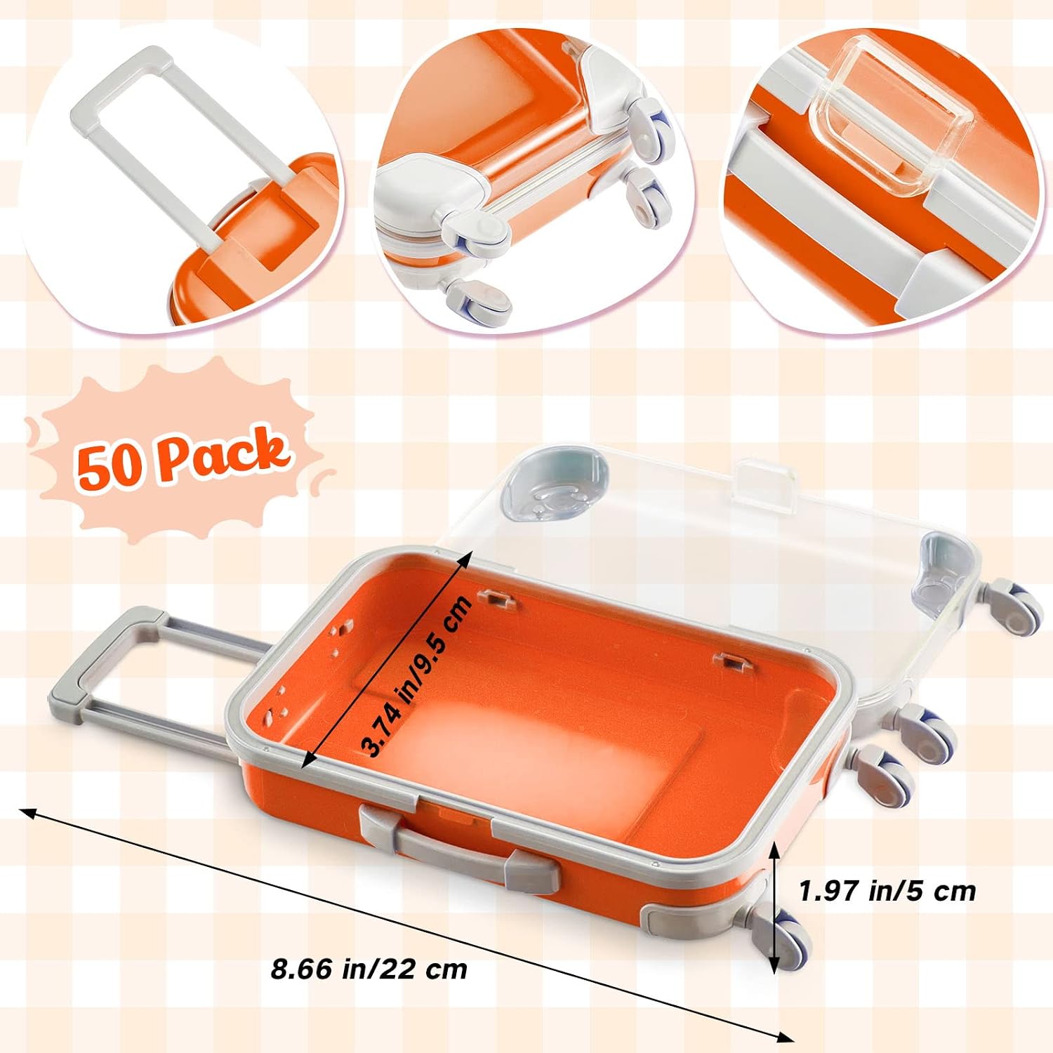 Tessco for you 50 Pack Suitcase Party Favor Gift Box Mini 6.7 x 3.8 x 2 Inches 9 Colors Plastic Tiny Travel Luggage for Candy Makeup Jewelry Birthday Cruise Trip Wedding Bachelorette Party Favor