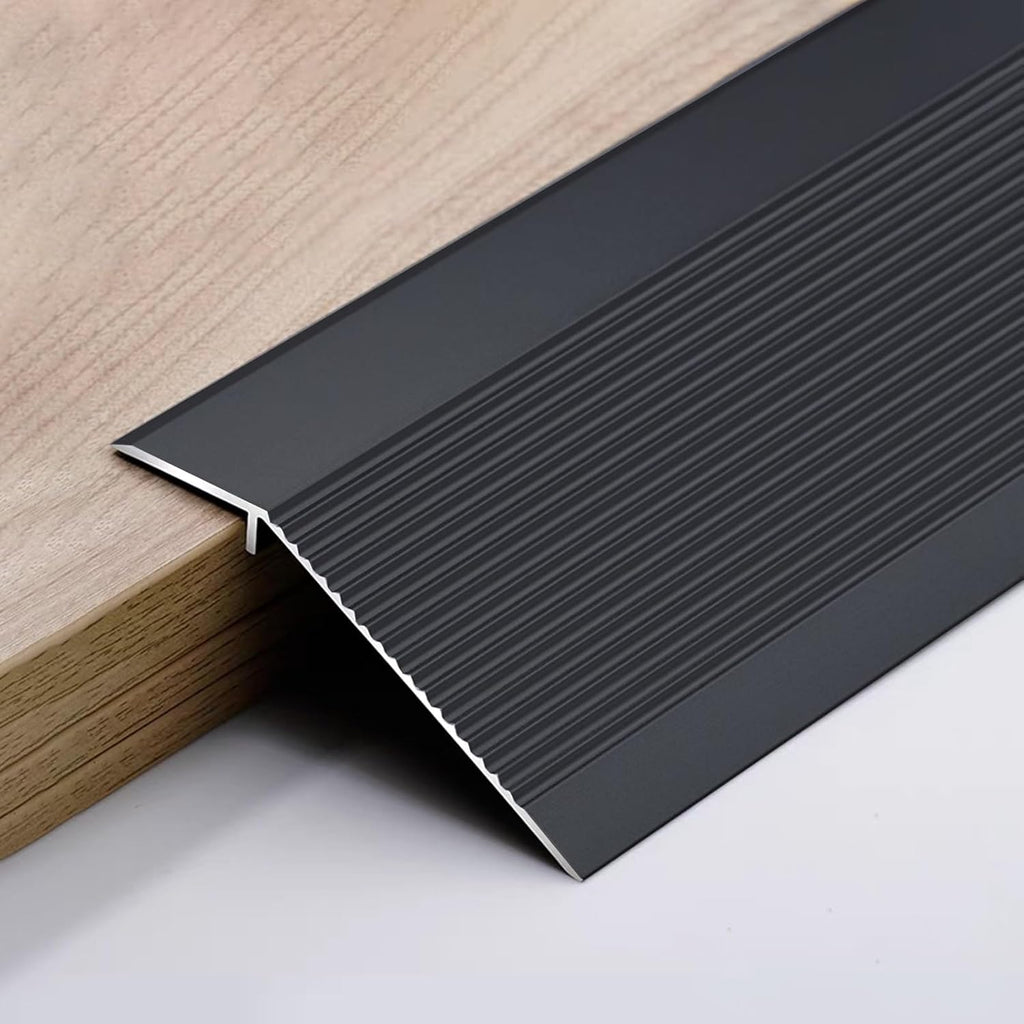 Vibeo Threshold Strip 90 100 110 120 130 140 150 Cm Long Uneven Floor Transition Strip, Aluminum Door Threshold Strips for High Drop, Anti Slip Edging Trim Bar(Black,120cm(47 1/4'))