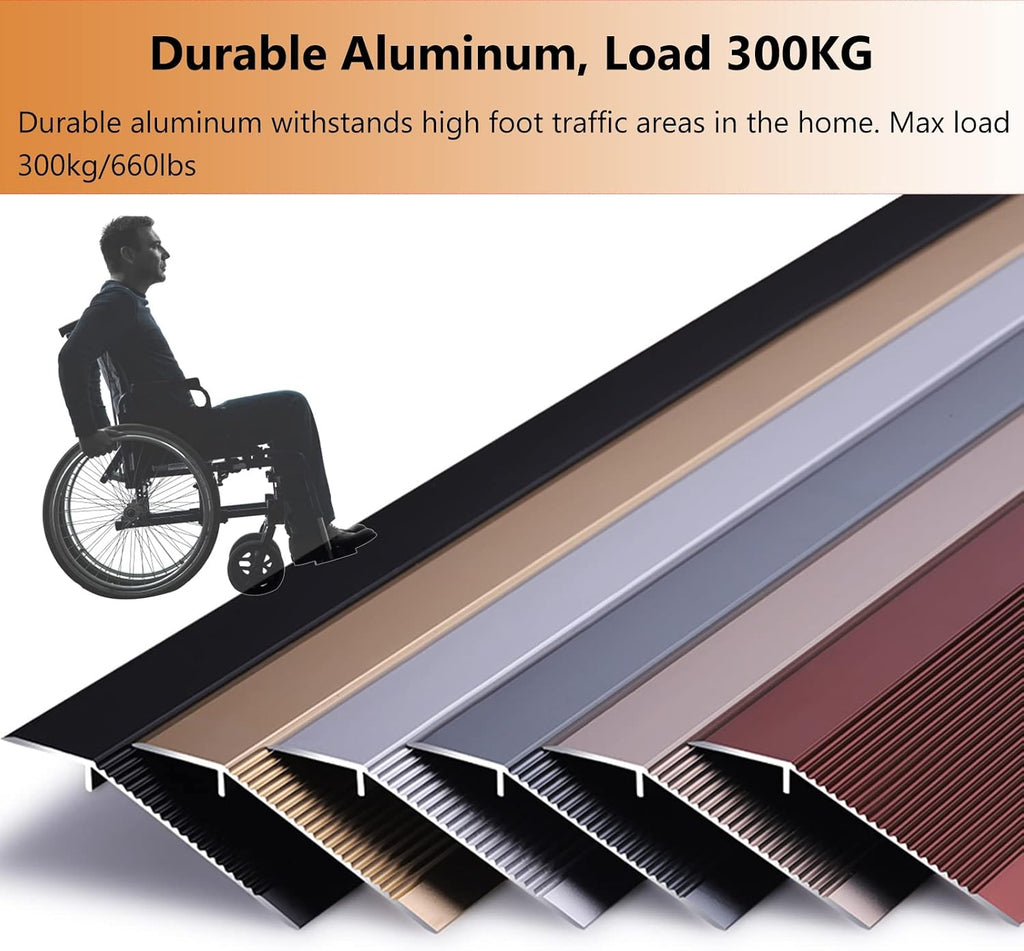 Floor Transition Strip for Gap, Adhesive Floor Transition Strips Extra Wide 10cm/4', Hard Wood Floor Edge Trim Metal Aluminum, Anti Skid Doorway Flooring Reducer, Easy to Install ( Color : #3 , Size :