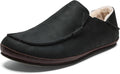 OLUKAI Moloa Slipper, Men's Premium Leather Slip-On Shoes, Soft Genuine Shearling Lining & Gel Insert, Drop-In Heel & All-Day Comfort