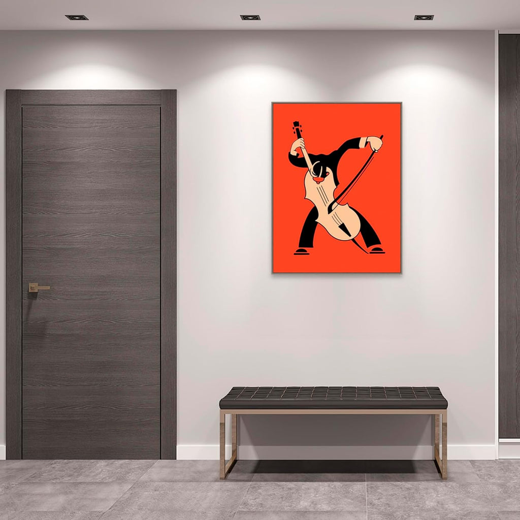 Amanti Art Framed Canvas Wall Art 42x32 The Cello by Mark Rogan, Framed Wall Art Canvas, Music Artwork, Country Rustic Decor, Oversize Poster Painting for Living Room, Bedroom, Bathroom, Kitchen,