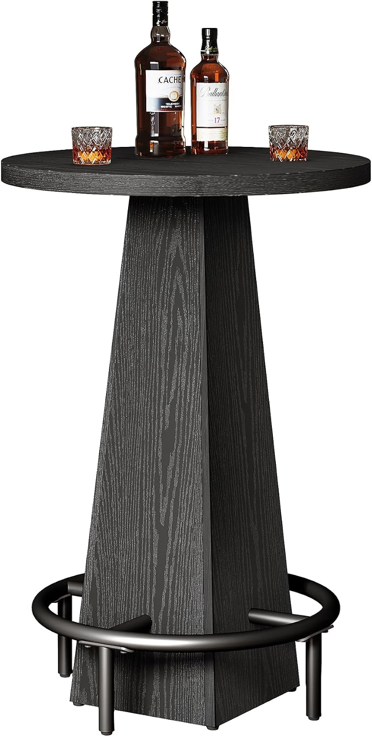 Tribesigns Bar Table, 37.4' High Round Pub Table for Small Bars, Dining Room, Kitchen, Black (Only Table)