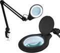 Neatfi LED Bifocal Magnifying Lamp 1,200 Lumens – 5' Glass Lens, Dual Magnification 2.25X/6X, Dimmable | Adjustable Arm with Clamp | Crafting, Jewelry & Reading (5 Diopter + 20 Diopter, Black)