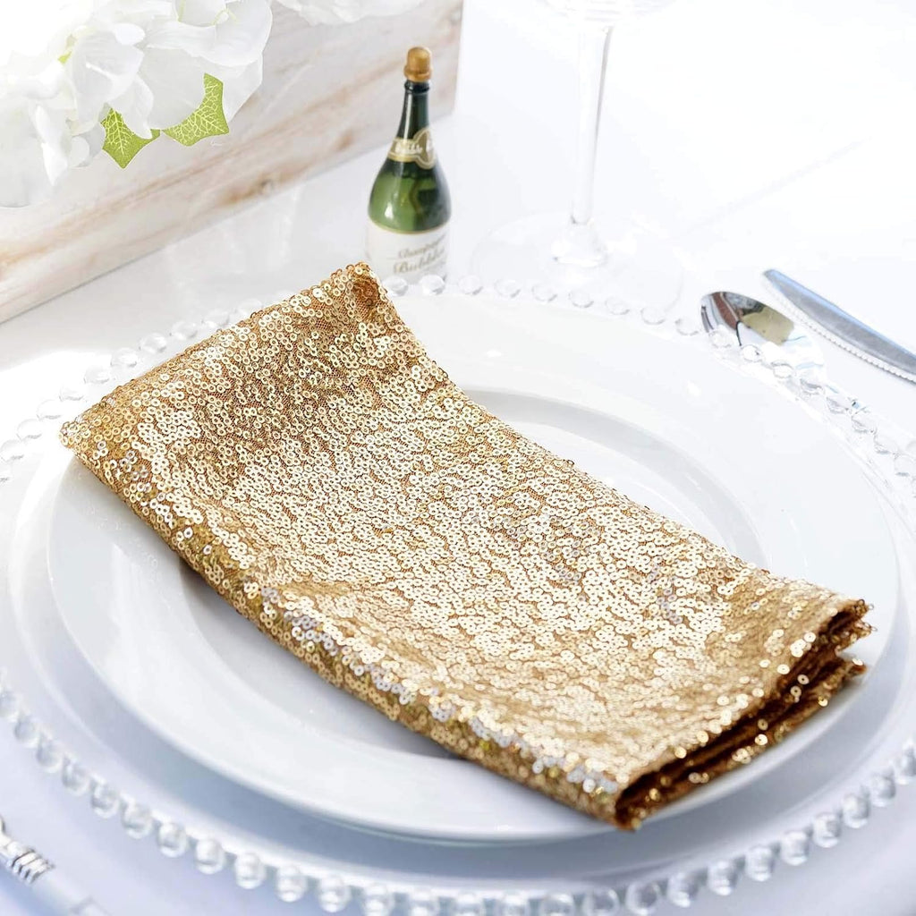 Balsa Circle 50 pcs 20-Inch Gold Sequins Napkins - for Wedding Party Restaurant Holiday Dinner