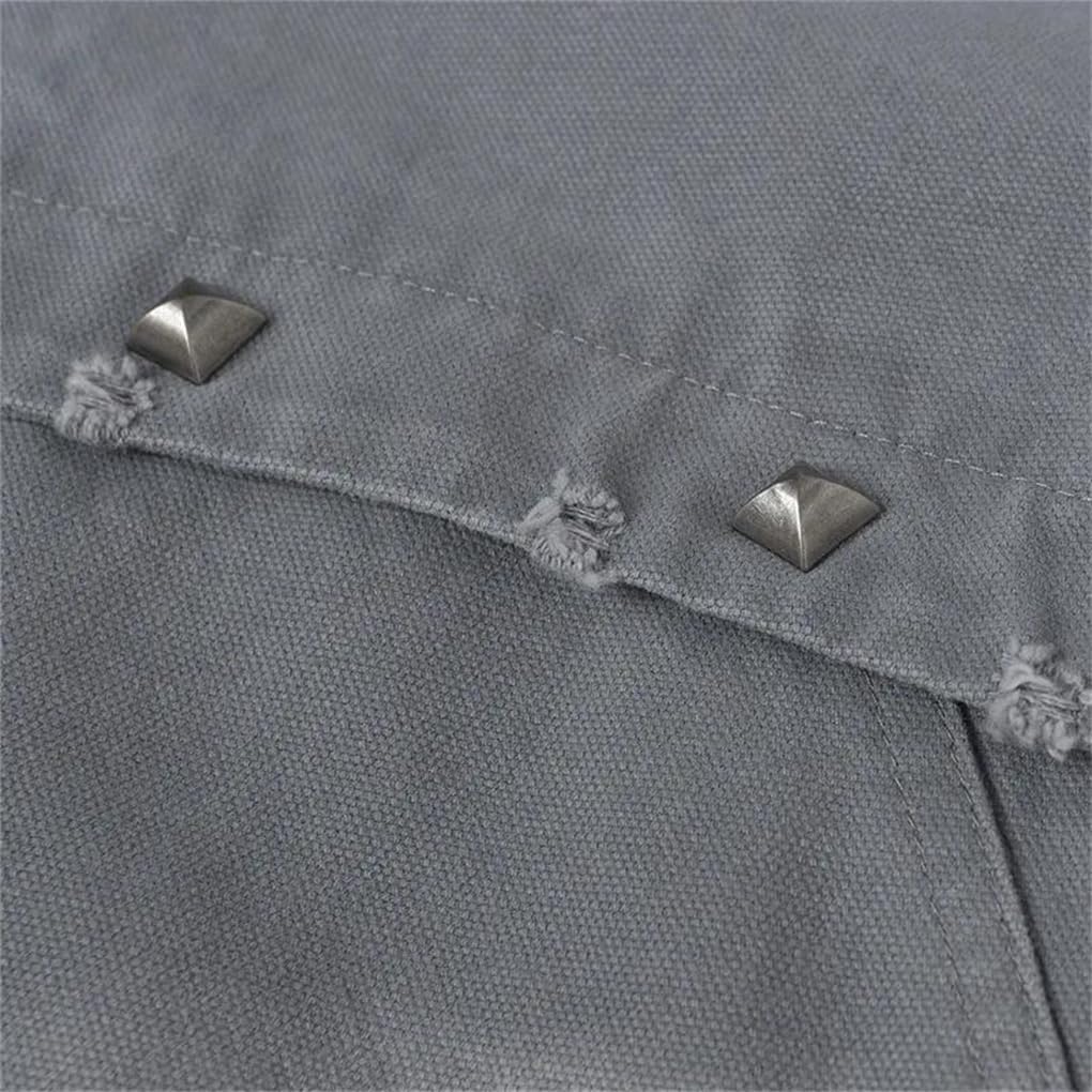 Fulbant Men Metal Rivet High Street American Jacket With Pockets Washed Fall Outerwear Casual Zipper Coat