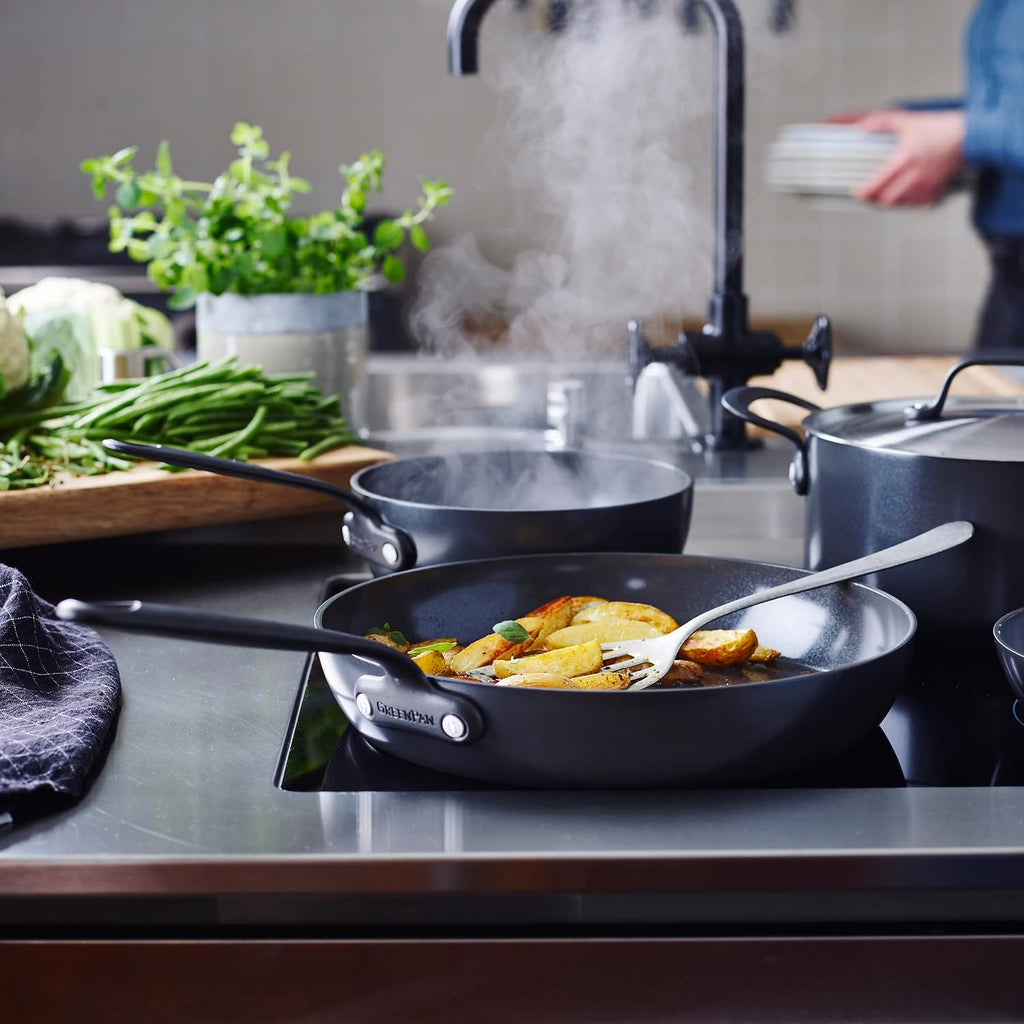 GreenPan Craft Healthy Ceramic Non-Stick Oval Fish Pan, 40 cm x 25 cm, PFAS-Free, Metal Safe, Cast Stainless Steel Handles, Induction Suitable, Oven Safe, Black