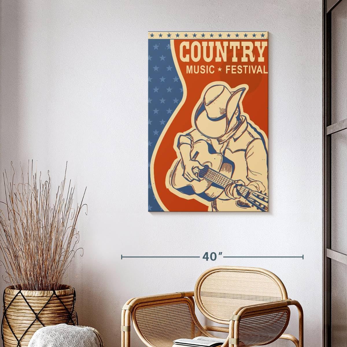 ElephantStock - Country Music Poster Wall Art - Vertical Canvas Wall Art - Living Room Wall Decor - Digital Art Music Canvas Art - Brown And Beige Decor - 26' x 39'