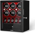 DUKWIN Watch Winder for 4/6/8 Automatic Watches, Lockable Winders with Watch Holders and Jewelry Storage, Super Quiet Motor with High-Gloss Finish, Built-in Illumination
