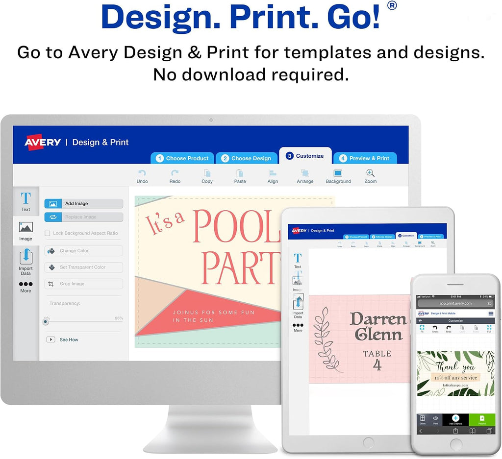 Avery Clean Edge Printable Business Cards with Sure Feed Technology, 2' x 3.5', White, 1,000 Blank Cards for Inkjet Printers (08870) (Pack of 3)