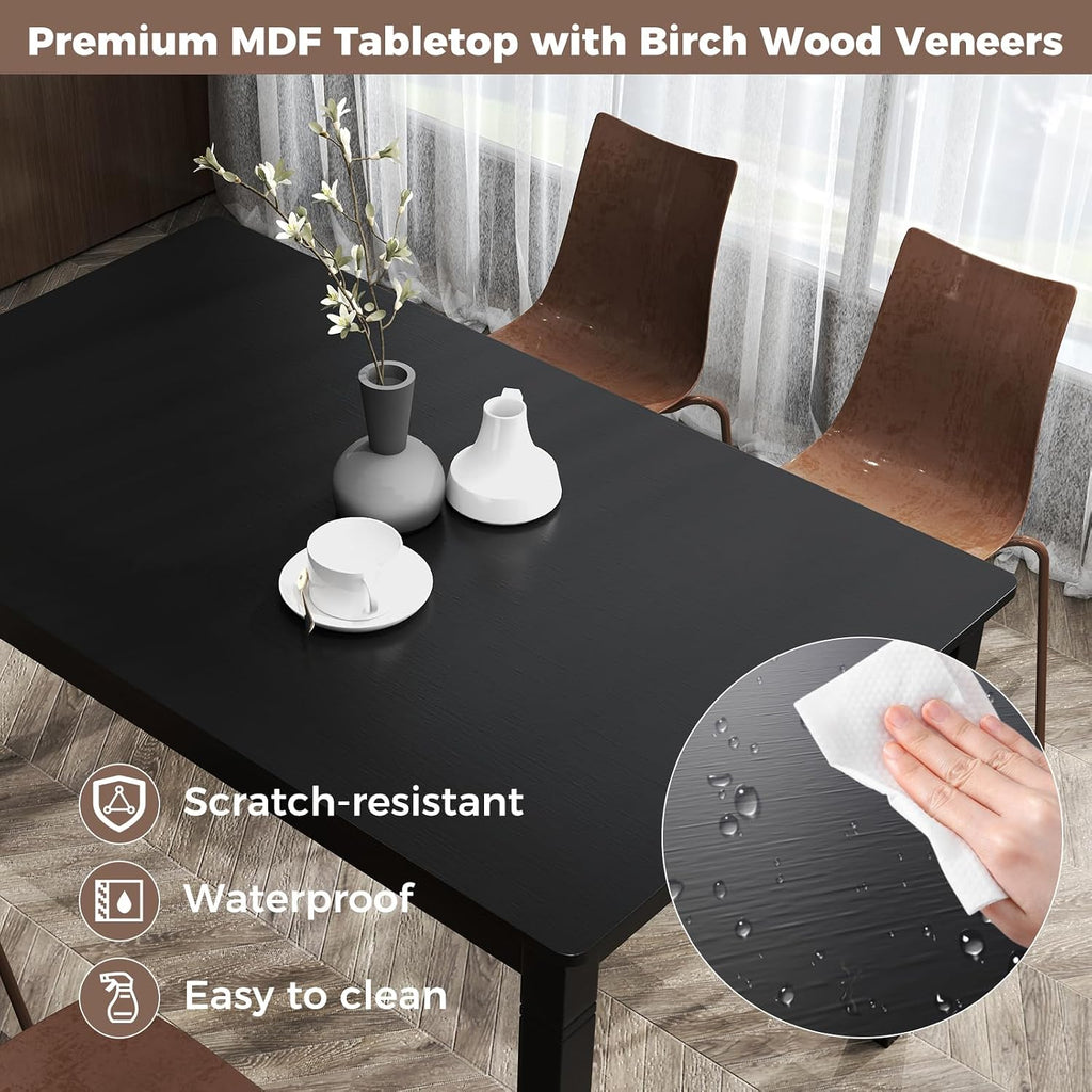Giantex Dining Table for 4 People, 48'x 29' Kitchen Table with Wood Legs, Load 330 Lbs, Rectangular Dinner Table for Small Space, Dinette, Apartment, Living Room, Dining Room (Black)