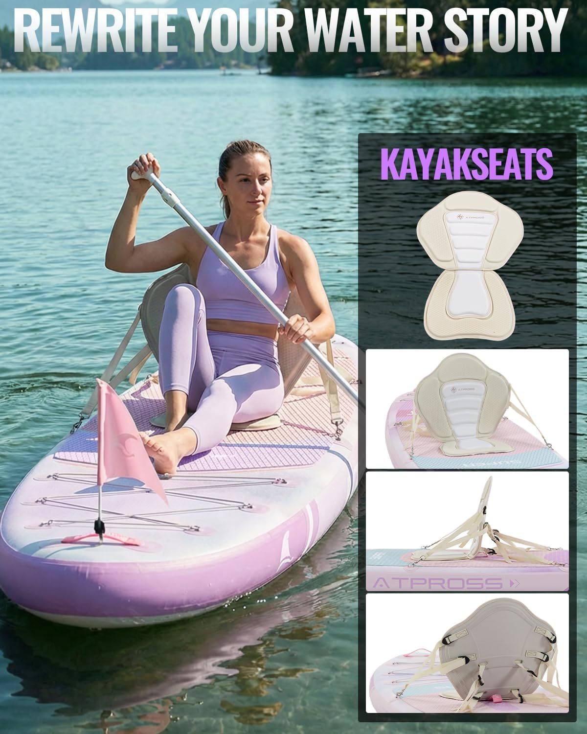 10'6''x33''Inflatable Stand Up Paddle Board, 400lbs Extra Wide Stand Up Paddleboard with Kayak Seat, Anti-Slip EVA Deck Premium SUP Accessories Kit, Non-Slip Stable Deck Boat