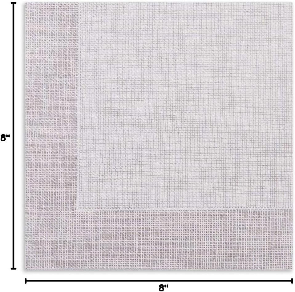 Restaurantware Luxenap 15.75 Inch Disposable Napkins 600 Soft Linen Like Napkins - Absorbent Air Laid White With Gray Threads Paper Cloth Like Napkins Pre-folded For Dinner Party Guests