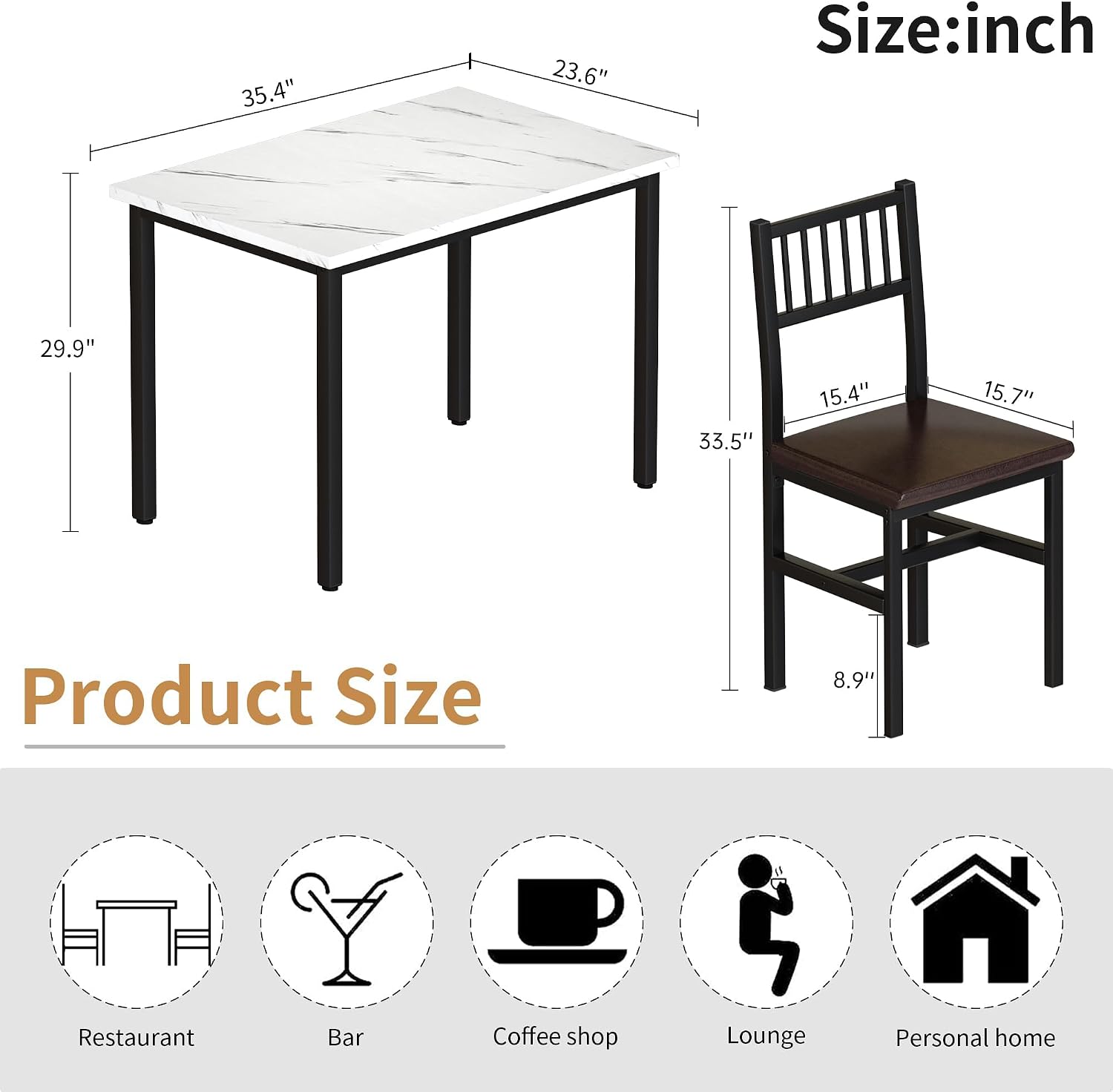 AWQM 3 Piece Dining Table Set for 2, Small Kitchen Table Set for 2 with Chairs,Wood Breakfast Nook Table and Chairs Set of 2,Dinette Set for Small Space,Dining Room,Apartment, White