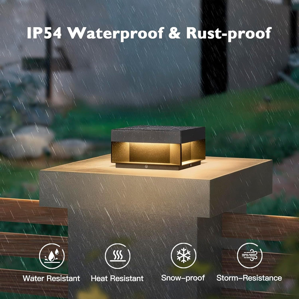 Outdoor Modern Post Light,7.87' High Voltage Wired LED Fence Deck Cap Light Waterproof Small Column Lamp Pillar Lighting for Flat Surface Patio Garden Decoration(100-120V AC)