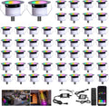 FVTLED Recessed LED Deck Lights Kit, Φ1.77 Low Voltage WiFi Pixel RGBW+IC Deck Lighting Work with Alexa/Google Home, IP67 Waterproof Outdoor Step Lights DC12V for Garden,Steps,Stair(50 Pack, Black)
