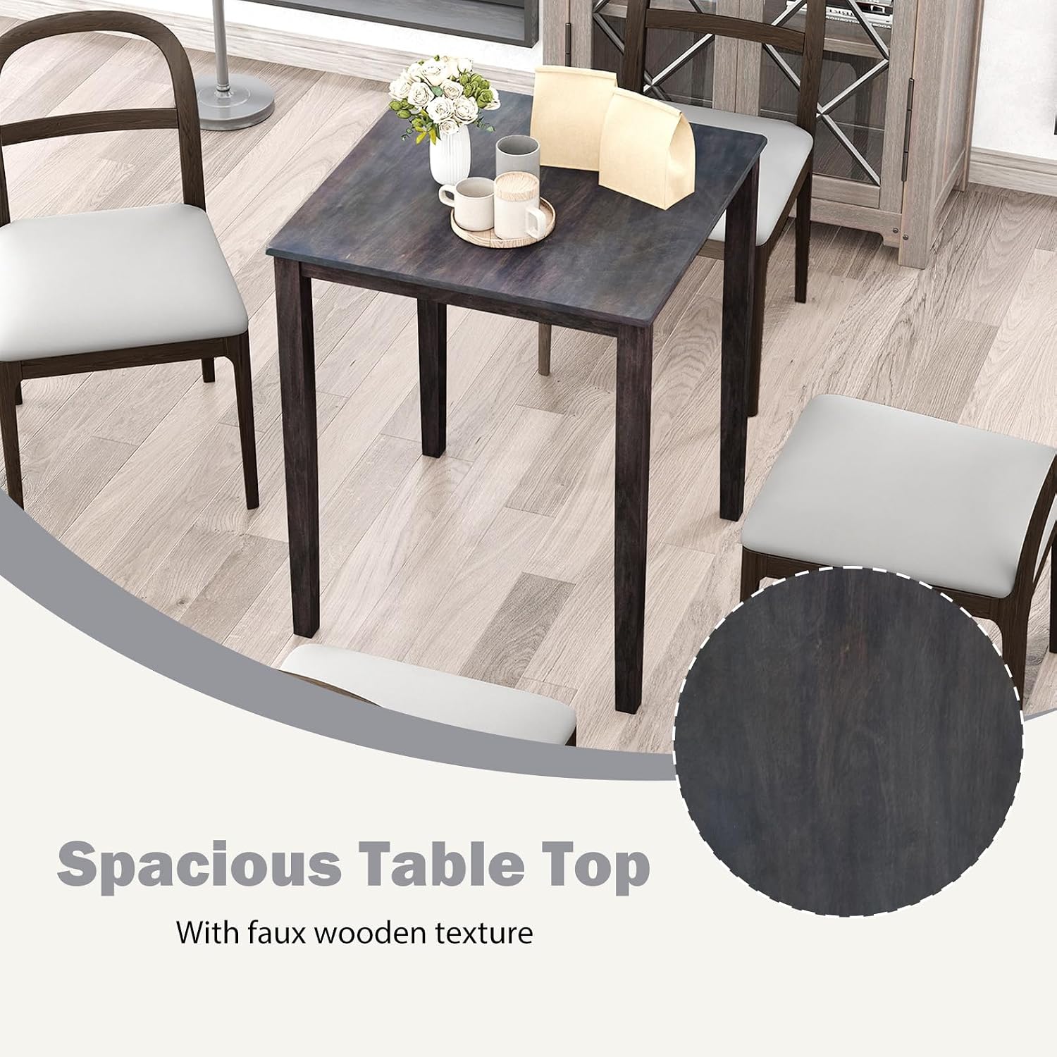 Giantex Square Dining Table with Solid Wood Frame, 220lbs Capacity, 30'x30'x36' Kitchen Table for 4-Person, Counter Height Bar Tables for Small Space, Dining Room, Living Room, Pub, Apartment, Grey
