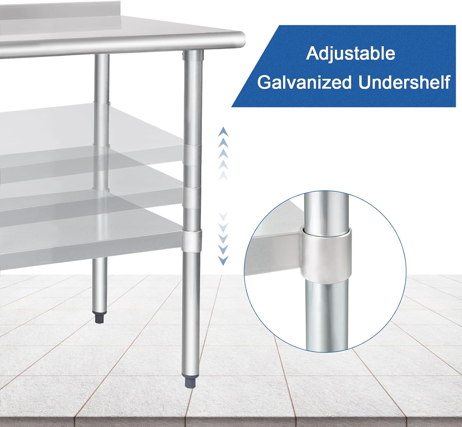 HARDURA Stainless Steel Table Prep & Work Table 24 x 30 Inches NSF Heavy Duty Commercial with Undershelf and Backsplash for Restaurant Kitchen Home and Hotel