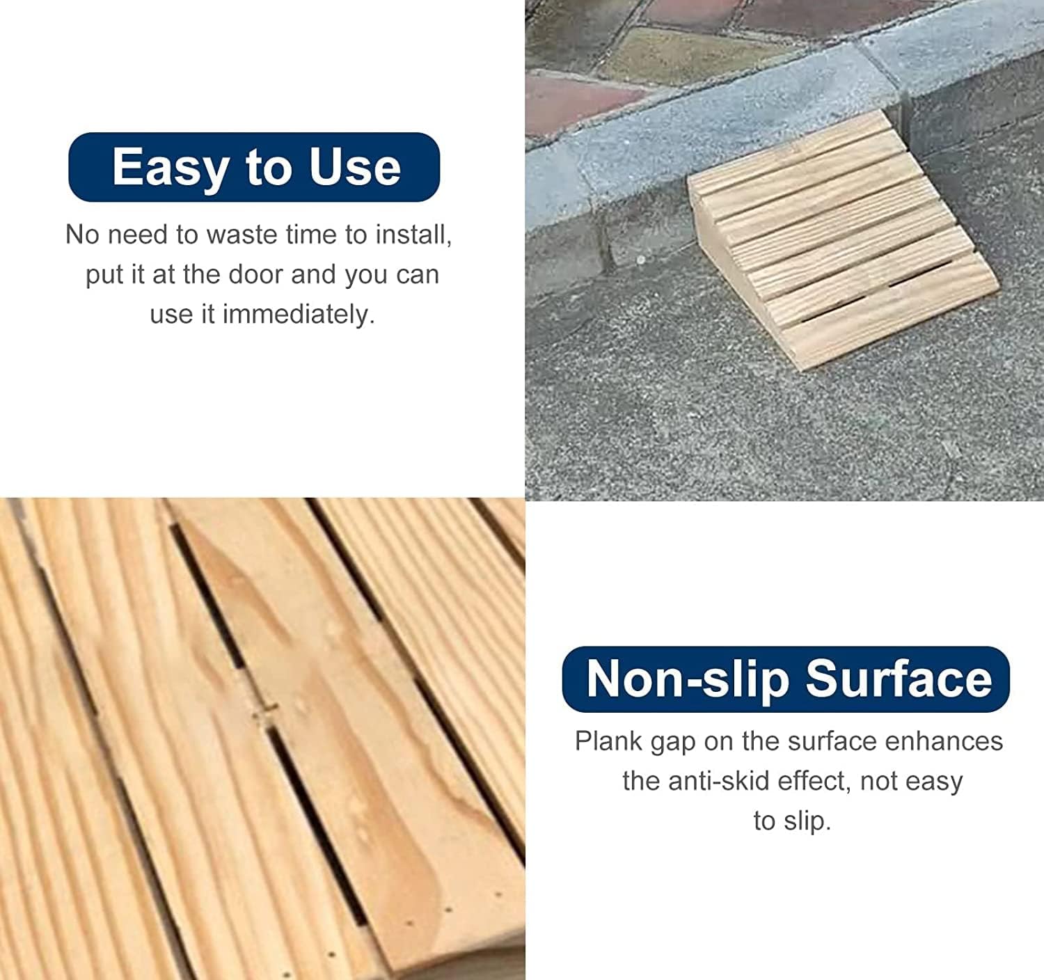 Katzowen Floor Transition Strip Walkers Entry Ramp, Ramp Outdoor Ramp/Driveway Curb Threshold Slope, Doorway Entry Shed Porch Skid-Resistant Transitions Steps, 3'/3.5'/4'/4.3'/4.7' Rise HEI