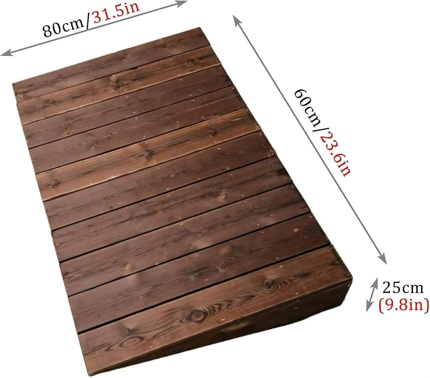 Threshold Ramp, 4/7/8/10inch Rise Wooden Threshold Ramps for Doorways, Non Slip Curb Ramp for Elderly/Disabled Entryway Ramp Wheelchair Ramp