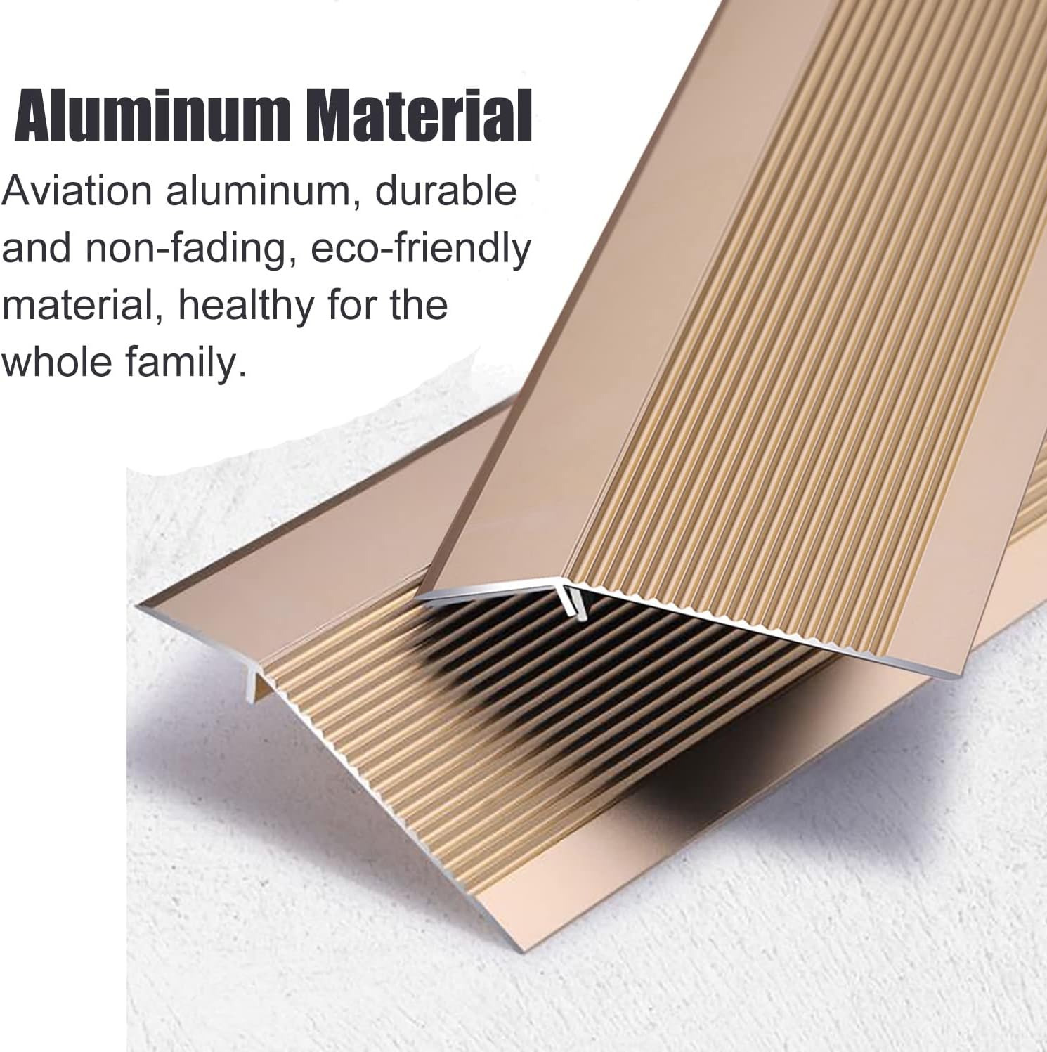 Doorway Uneven Floor Transition Strip, Gold Doorway Floor Transition Strip Uneven, 10cm/4in Wide Threshold Transition Strip for Wood to Tile/Laminate to Tile, Anti-Slip Flooring Edge Trim, Indoor Meta