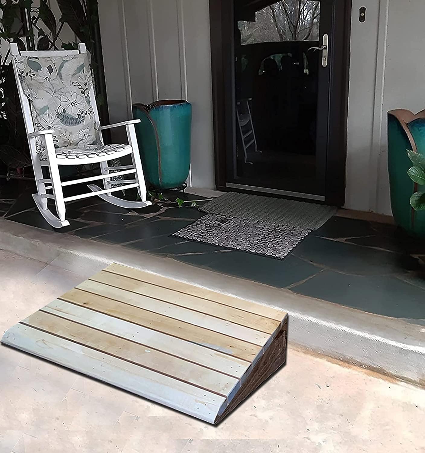 Entry Ramps for Wheelchairs for Home Stairs Garden Deck, Wooden Doorways Threshold Ramps, 10/12/14/15/16/18/20cm High, Scooters Bikes Cars(31.5x19.6x5.1in)