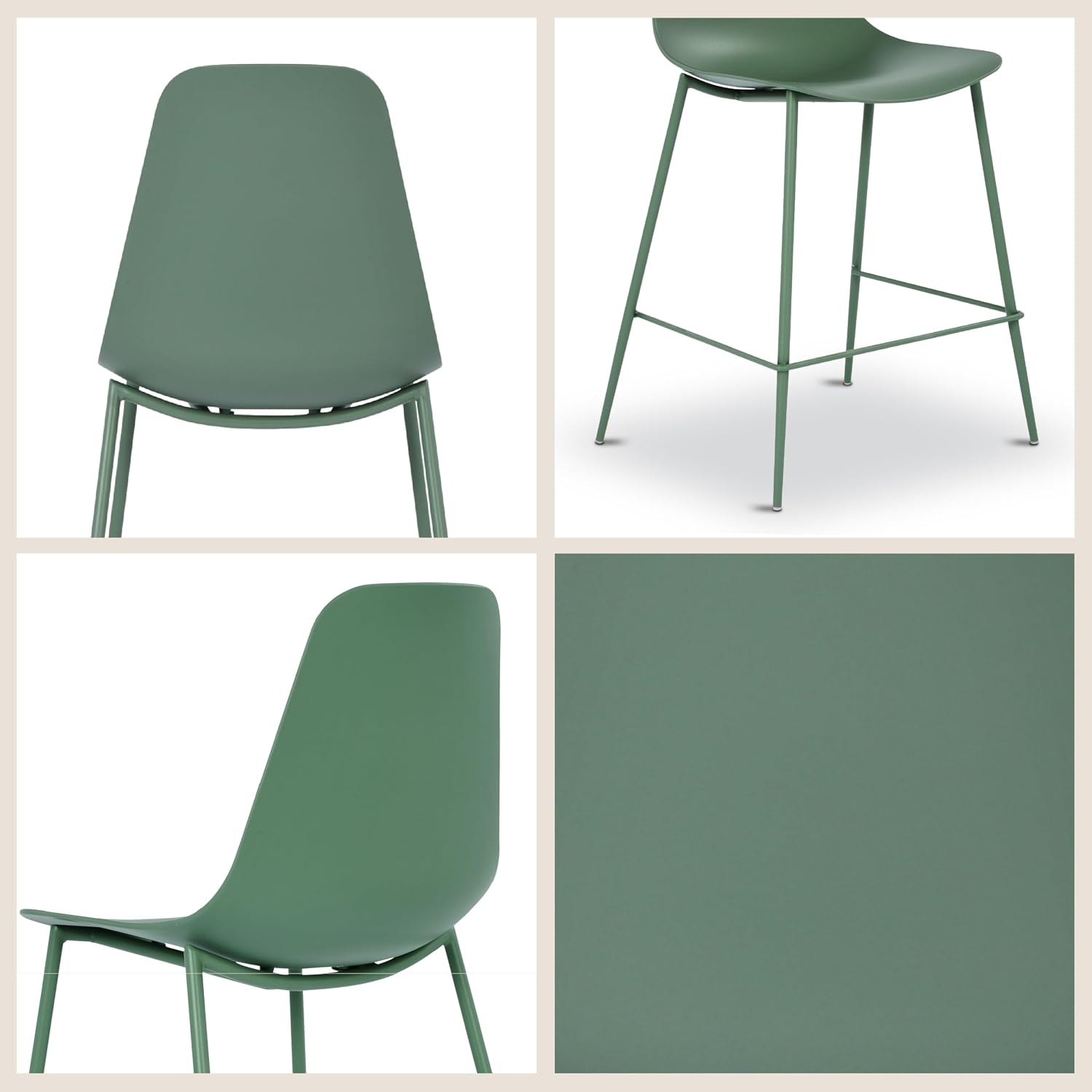 Poly & BARK Isla Bar Stools Set of 3 – Counter Height Bar Stool for Kitchen – Set of Counter Stools – Indoor/Outdoor Barstools – Modern Kitchen Bar Stools - Pistachio Green