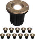 GKOLED 12V LED Brass Well Lights, In Ground Light Outdoor with MR16 Bulb and Swival Base, Low Voltage Landscape Lighting, 5W 410LM 2700K, IP67 Waterproof Up Light for Garden, Open Top, 12 Pack
