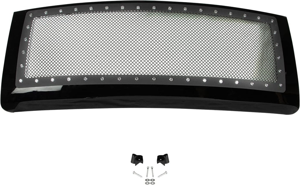 Gloss Black Rivet Style Wire Grille Front Grille Compatible with 2009 2010 2011 2012 2013 2014 Ford F 150