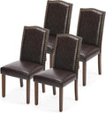 DUMOS Dining Chairs Set of 4, Modern PU Leather Kitchen Table Chairs with Wooden Legs and Padded Seat for Dining Room/Kitchen/Living Room/Restaurant, Brown