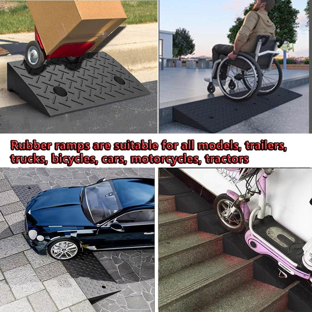 Rubber Curb Ramps, Non-Slip Doorway Threshold Ramp for Wheelchair Ramp(Black,H 5cm/2')