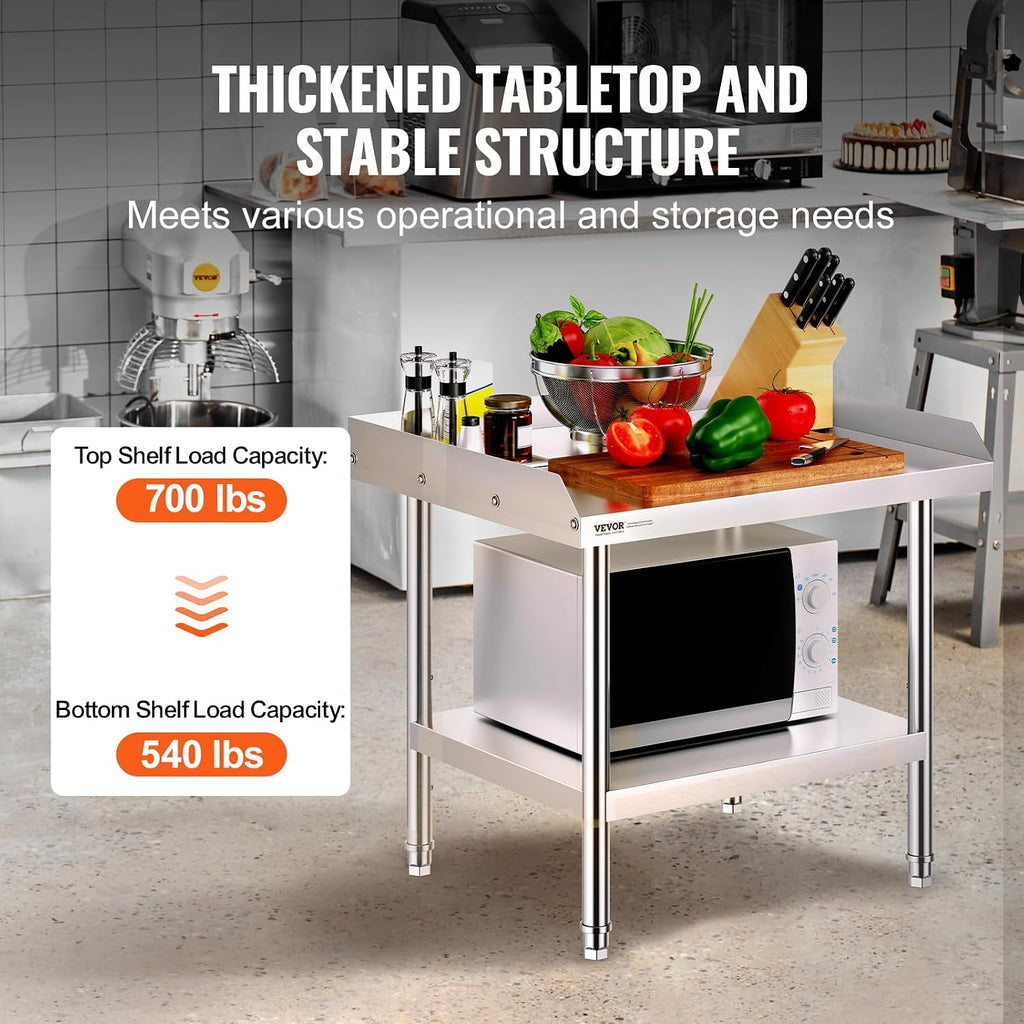 VEVOR Stainless Steel Equipment Grill Stand, 24 x 28 x 26 Inches Stainless Table, Grill Stand Table with Adjustable Storage Undershelf, Equipment Stand Grill Table for Hotel, Home, Restaurant Kitchen