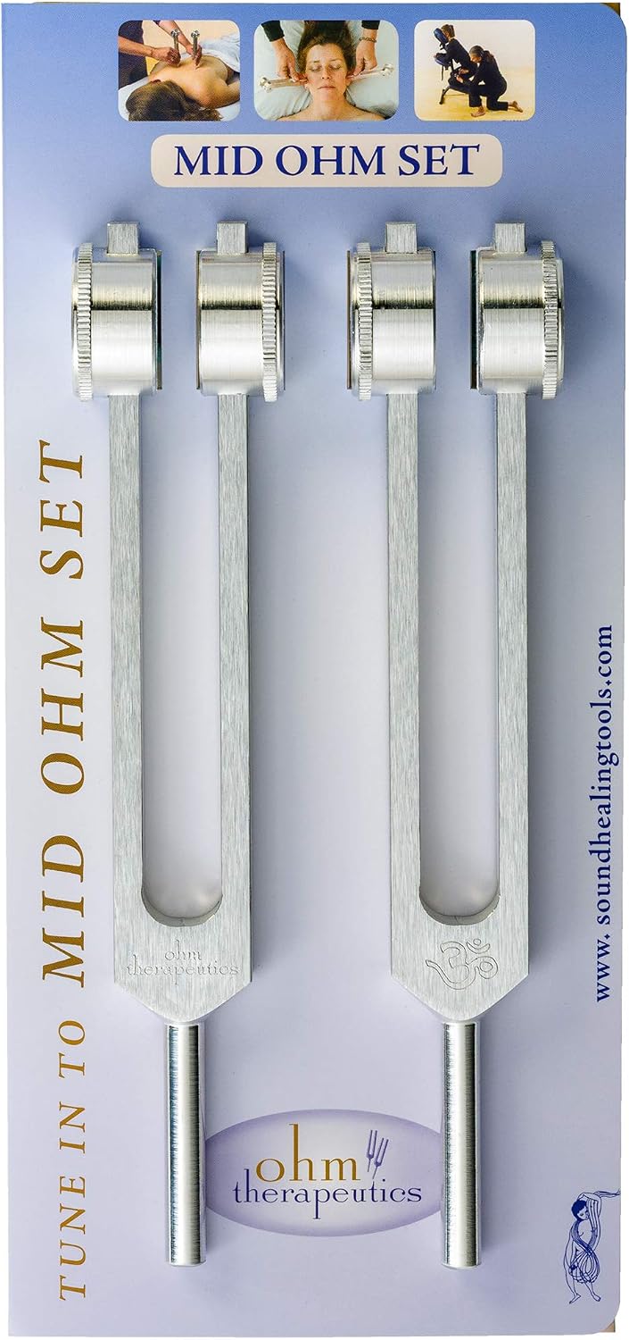 Ohm Therapeutics Massage Therapist Starter Set for Bodywork Practitioners and Sound Therapy Features Mid Ohm Set (2X 136.1 hz), Tuning Fork Activator, & Instructional Chart for Chair & Table Massage