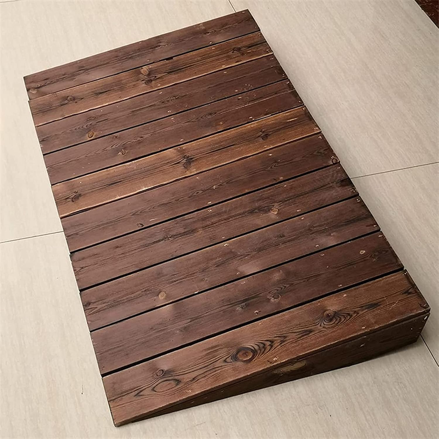 BABYCE Threshold Ramp Driveway Wooden Threshold Ramps for Doorways 10/18/20/25cm Rise, Non-Slip Durable Entry Ramp for Home/Garden Step/Sheds Doors(90x80x25cm)